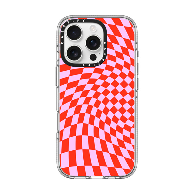 CASETiFY iPhone 16 Pro ケース クリア クリア ケース MagSafe対応 Checkered,Pattern,Pattern Strawberry Checkers