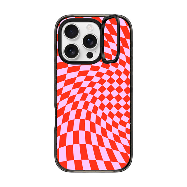 CASETiFY iPhone 16 Pro ケース ブラック インパクトリングスタンドケース MagSafe対応 Checkered,Pattern,Pattern Strawberry Checkers