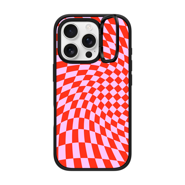 CASETiFY iPhone 16 Pro ケース マットブラック インパクトリングスタンドケース MagSafe対応 Checkered,Pattern,Pattern Strawberry Checkers