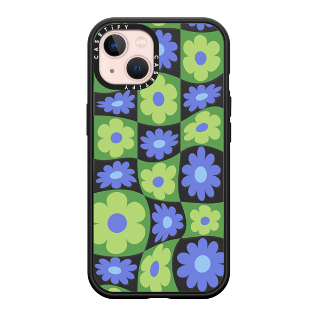 CASETiFY iPhone 13 ケース マットブラック インパクトケース MagSafe対応 Maximalism Warped Floral Checker