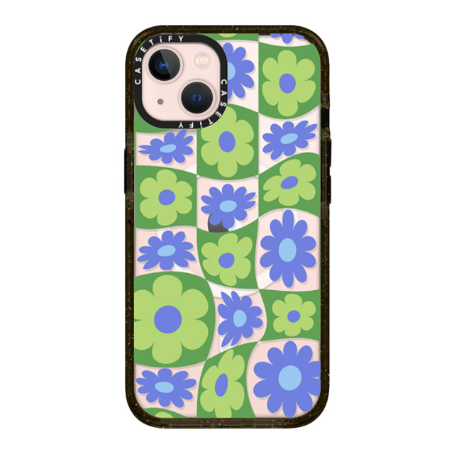 CASETiFY iPhone 13 ケース ブラック インパクトケース MagSafe対応 Maximalism Warped Floral Checker