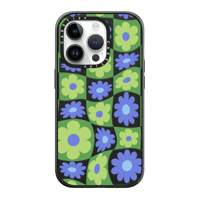 CASETiFY iPhone 14 Pro ケース マットブラック インパクトケース MagSafe対応 Maximalism Warped Floral Checker