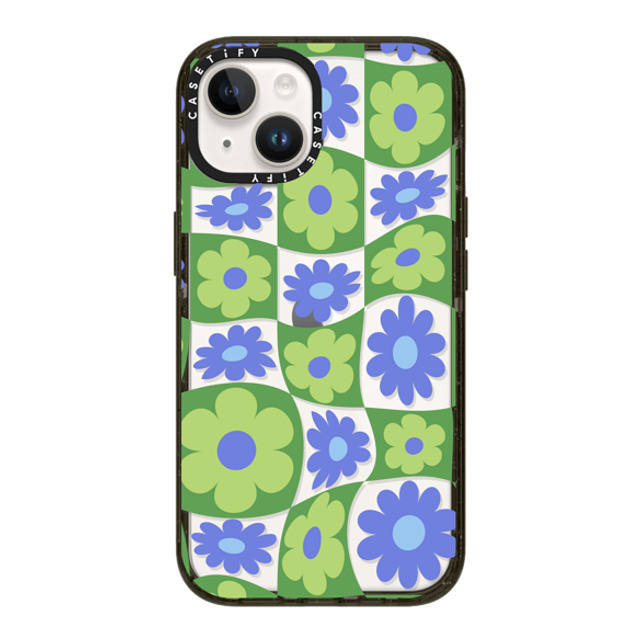 CASETiFY iPhone 14 ケース ブラック インパクトケース Maximalism Warped Floral Checker