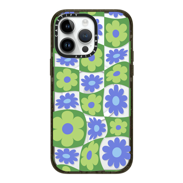 CASETiFY iPhone 14 Pro Max ケース ブラック インパクトケース MagSafe対応 Maximalism Warped Floral Checker