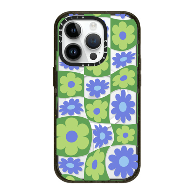 CASETiFY iPhone 14 Pro ケース ブラック インパクトケース MagSafe対応 Maximalism Warped Floral Checker