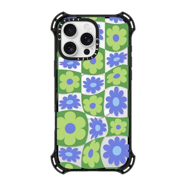 CASETiFY iPhone 16 Pro Max ケース ブラック バウンスケース Maximalism Warped Floral Checker