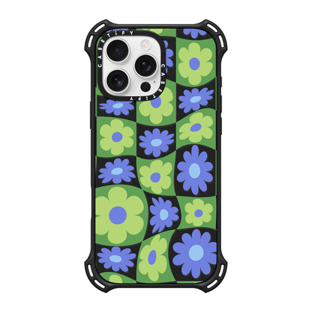 CASETiFY iPhone 16 Pro Max Case Matte Black バウンスケース Maximalism Warped Floral Checker CASETiFY iPhone 16 Pro Max Case Matte Black バウンスケース Maximalism Warped Floral Checker