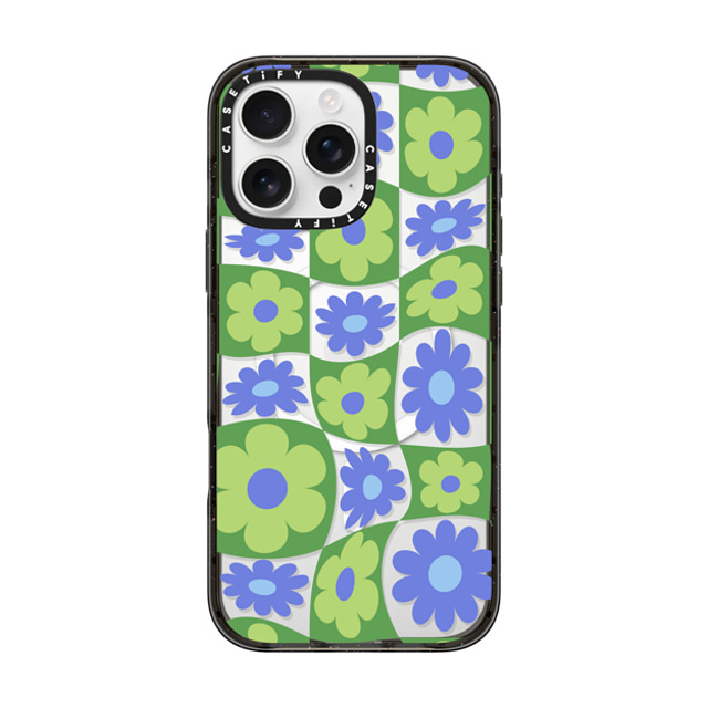 CASETiFY iPhone 16 Pro Max ケース ブラック インパクトケース MagSafe対応 Maximalism Warped Floral Checker