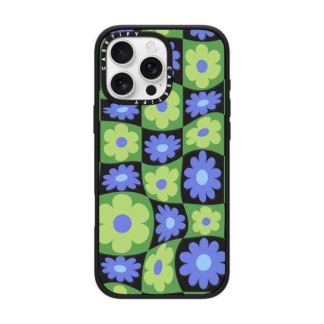 CASETiFY iPhone 16 Pro Max ケース マットブラック インパクトケース MagSafe対応 Maximalism Warped Floral Checker