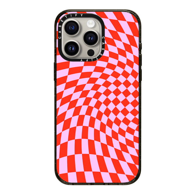 CASETiFY iPhone 15 Pro Max ケース ブラック インパクトケース Checkered,Pattern,Pattern Strawberry Checkers