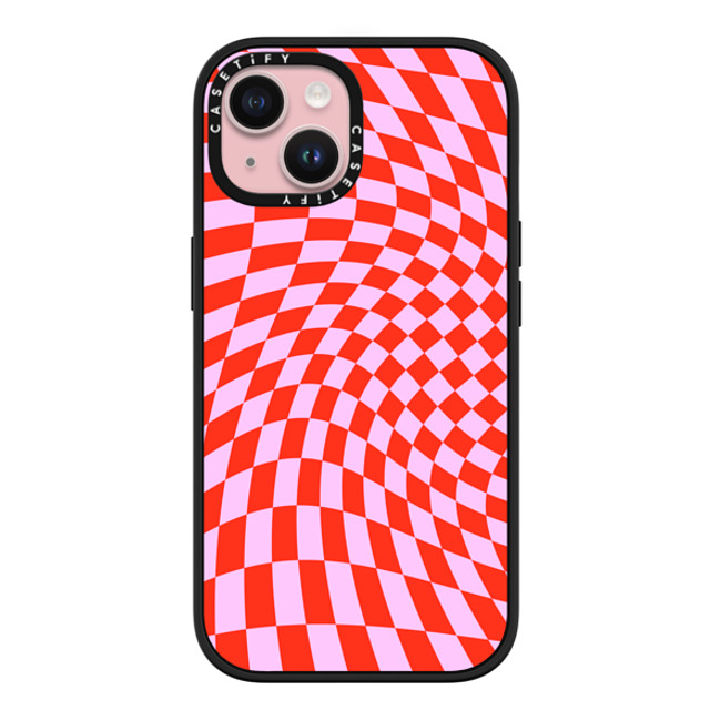 CASETiFY iPhone 15 ケース マットブラック インパクトケース MagSafe対応 Checkered,Pattern,Pattern Strawberry Checkers