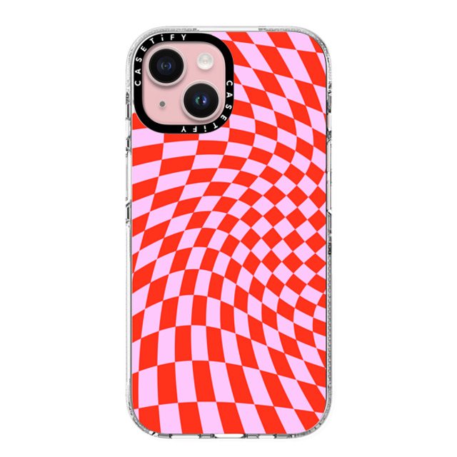 CASETiFY iPhone 15 ケース クリア クリア ケース MagSafe対応 Checkered,Pattern,Pattern Strawberry Checkers