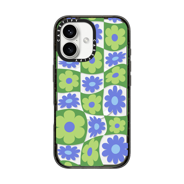 CASETiFY iPhone 16 ケース ブラック インパクトケース MagSafe対応 Maximalism Warped Floral Checker