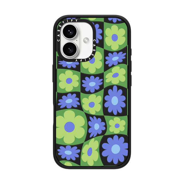 CASETiFY iPhone 16 ケース マットブラック インパクトケース MagSafe対応 Maximalism Warped Floral Checker
