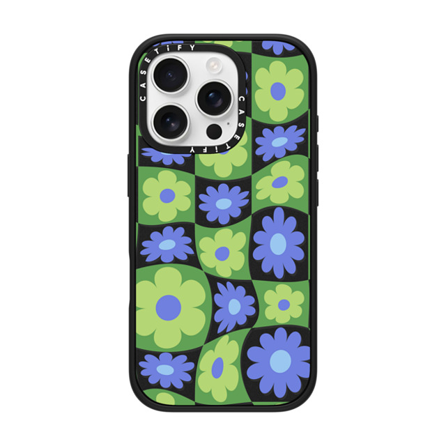 CASETiFY iPhone 16 Pro ケース マットブラック インパクトケース MagSafe対応 Maximalism Warped Floral Checker