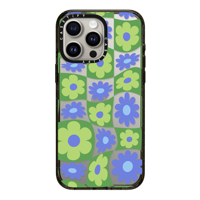 CASETiFY iPhone 15 Pro Max ケース ブラック インパクトケース Maximalism Warped Floral Checker