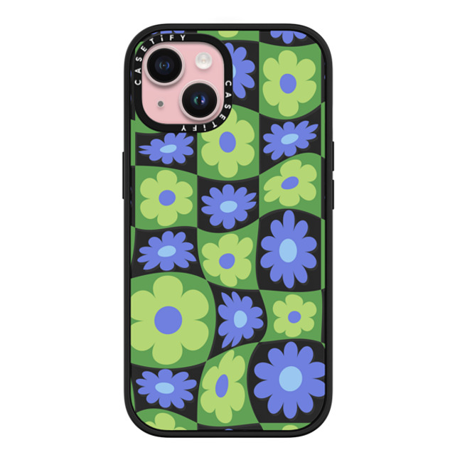 CASETiFY iPhone 15 ケース マットブラック インパクトケース MagSafe対応 Maximalism Warped Floral Checker