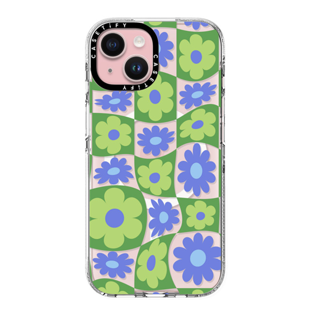 CASETiFY iPhone 15 ケース クリア クリア ケース MagSafe対応 Maximalism Warped Floral Checker