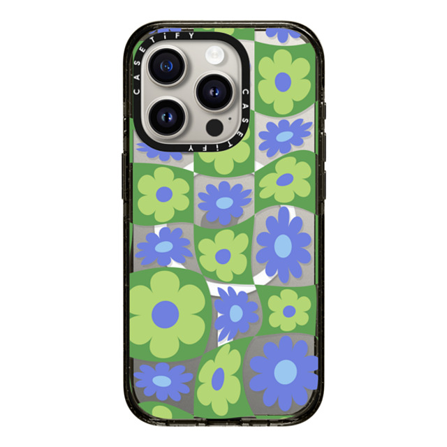 CASETiFY iPhone 15 Pro ケース ブラック インパクトケース MagSafe対応 Maximalism Warped Floral Checker