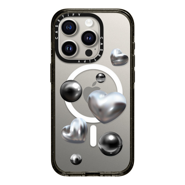 CASETiFY iPhone 15 Pro ケース ブラック インパクトケース MagSafe対応 Chrome Love casetify_artist