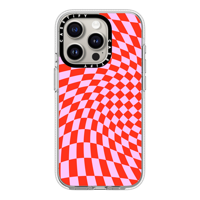 CASETiFY iPhone 15 Pro ケース クリア クリア ケース MagSafe対応 Checkered,Pattern,Pattern Strawberry Checkers