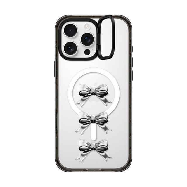 CASETiFY iPhone 16 Pro Max ケース ブラック インパクトリングスタンドケース MagSafe対応 Butterfly,Sport Chrome Bows