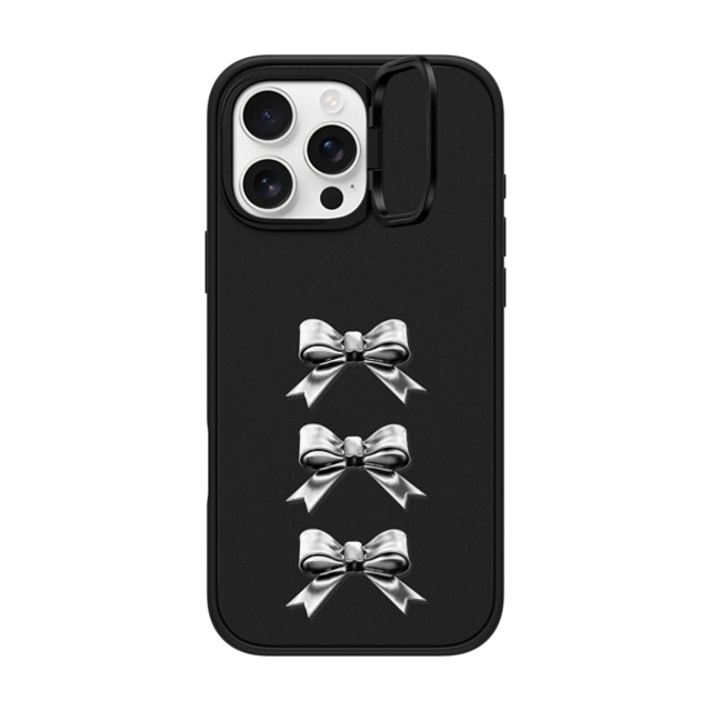 CASETiFY iPhone 16 Pro Max ケース マットブラック インパクトリングスタンドケース MagSafe対応 Butterfly,Sport Chrome Bows