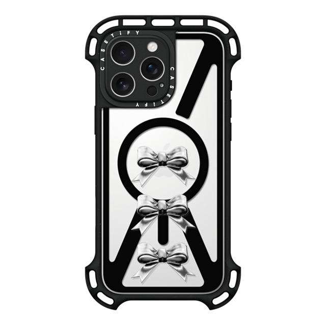 CASETiFY iPhone 16 Pro Max ケース ブラック ウルトラ バウンスケース MagSafe対応 Butterfly,Sport Chrome Bows