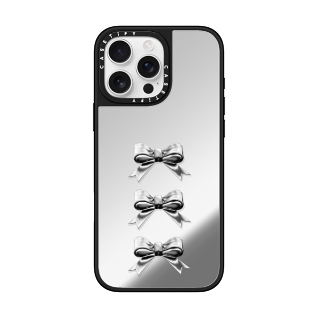 CASETiFY iPhone 16 Pro Max ケース Silver on Black ミラーケース MagSafe対応 Butterfly,Sport Chrome Bows