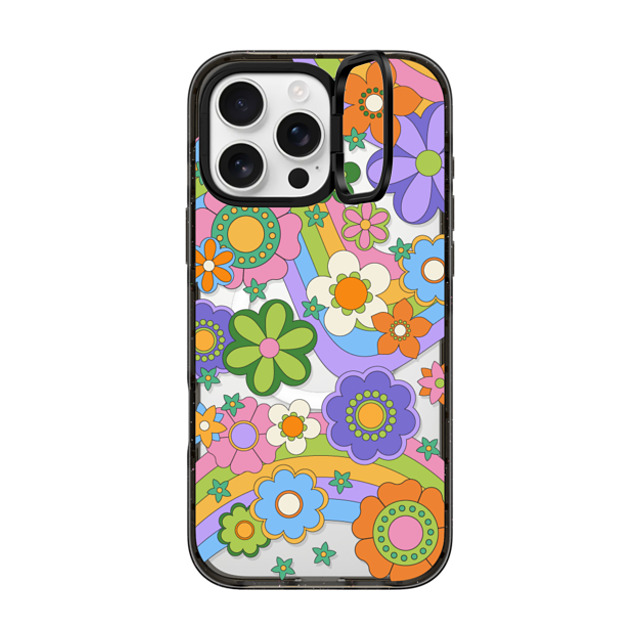 CASETiFY iPhone 16 Pro Max ケース ブラック インパクトリングスタンドケース MagSafe対応 Groovy Floral casetify_artist Father's Day CASETiFY iPhone 16 Pro Max ケース ブラック インパクトリングスタンドケース MagSafe対応 Groovy Floral casetify_artist Father's Day