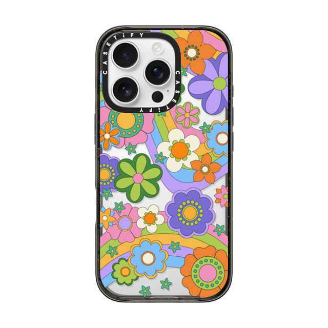 CASETiFY iPhone 16 Pro ケース ブラック インパクトケース Groovy Floral casetify_artist Father's Day CASETiFY iPhone 16 Pro ケース ブラック インパクトケース Groovy Floral casetify_artist Father's Day