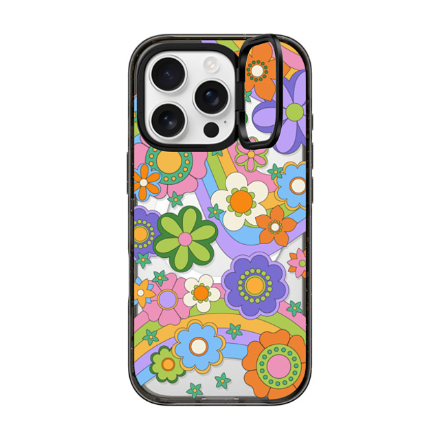 CASETiFY iPhone 16 Pro Case Black インパクトリングスタンドケース MagSafe対応 Groovy Floral casetify_artist Mother's Day CASETiFY iPhone 16 Pro Case Black インパクトリングスタンドケース MagSafe対応 Groovy Floral casetify_artist Mother's Day