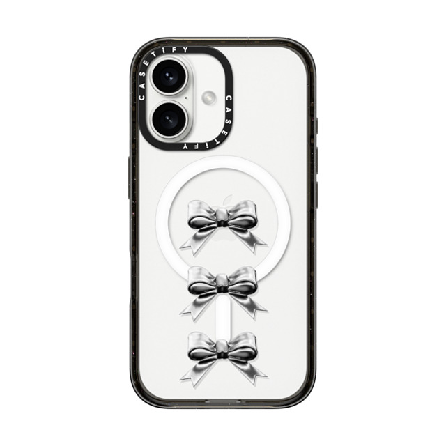 CASETiFY iPhone 16 ケース ブラック インパクトケース MagSafe対応 Butterfly,Sport Chrome Bows