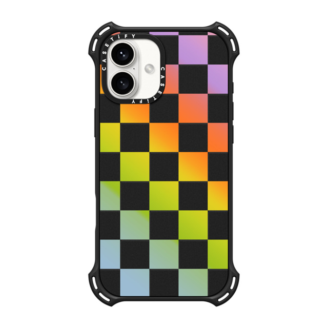 CASETiFY iPhone 16 Plus Case Matte Black バウンスケース Pattern,Y2K Check Mate - Rainbow Gradient CASETiFY iPhone 16 Plus Case Matte Black バウンスケース Pattern,Y2K Check Mate - Rainbow Gradient