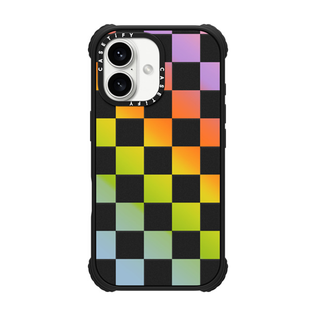 CASETiFY iPhone 16 Case Matte Black ウルトラ インパクトケース MagSafe 対応 Pattern,Y2K Check Mate - Rainbow Gradient CASETiFY iPhone 16 Case Matte Black ウルトラ インパクトケース MagSafe 対応 Pattern,Y2K Check Mate - Rainbow Gradient