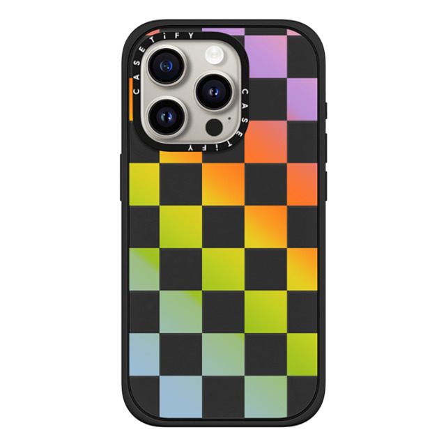 CASETiFY iPhone 15 Pro ケース マットブラック インパクトケース MagSafe対応 Pattern,Y2K Pattern,Y2K Check Mate - Rainbow Gradient Back to School CASETiFY iPhone 15 Pro ケース マットブラック インパクトケース MagSafe対応 Pattern,Y2K Pattern,Y2K Check Mate - Rainbow Gradient Back to School