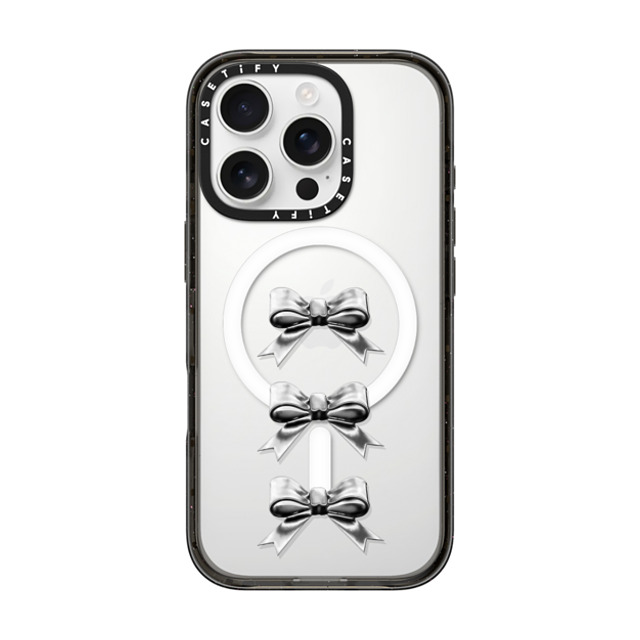 CASETiFY iPhone 16 Pro ケース ブラック インパクトケース MagSafe対応 Butterfly,Sport Chrome Bows