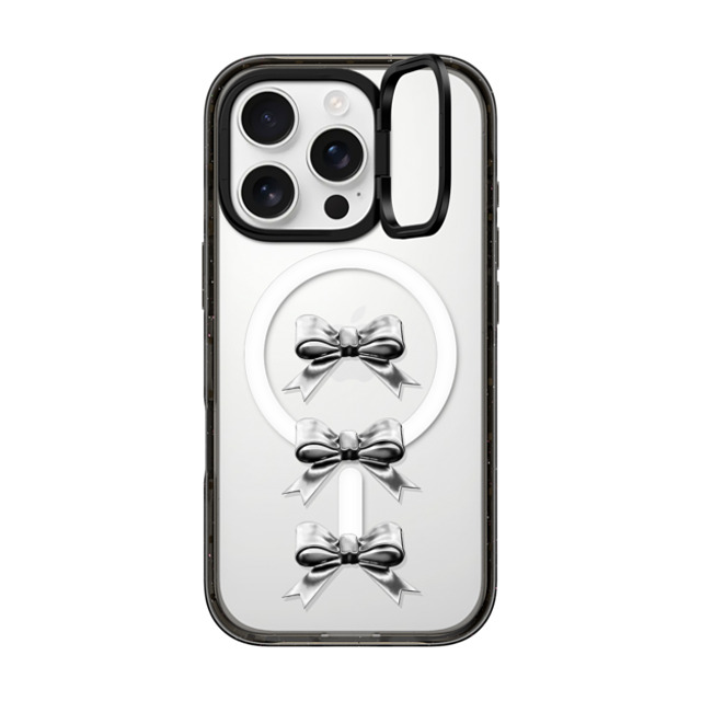 CASETiFY iPhone 16 Pro ケース ブラック インパクトリングスタンドケース MagSafe対応 Butterfly,Sport Chrome Bows