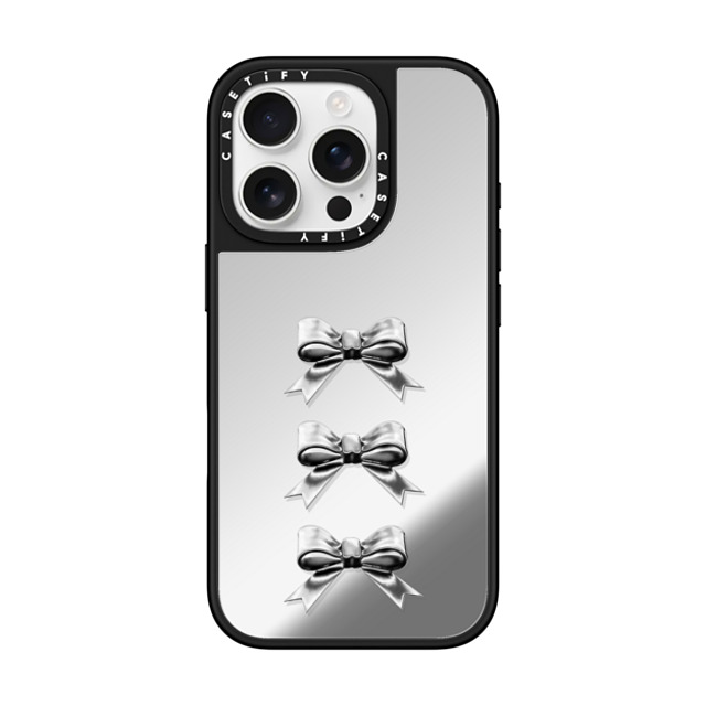 CASETiFY iPhone 16 Pro ケース Silver on Black ミラーケース MagSafe対応 Butterfly,Sport Chrome Bows