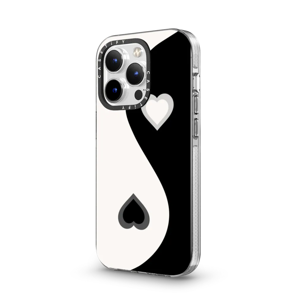Clear iPhone 12 Pro Case MagSafe Compatible - Heart Yin Yang - Black