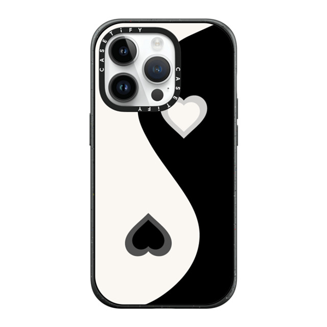 CASETiFY iPhone 14 Pro ケース マットブラック インパクトケース MagSafe対応 Heart Yin Yang - Black casetify_artist