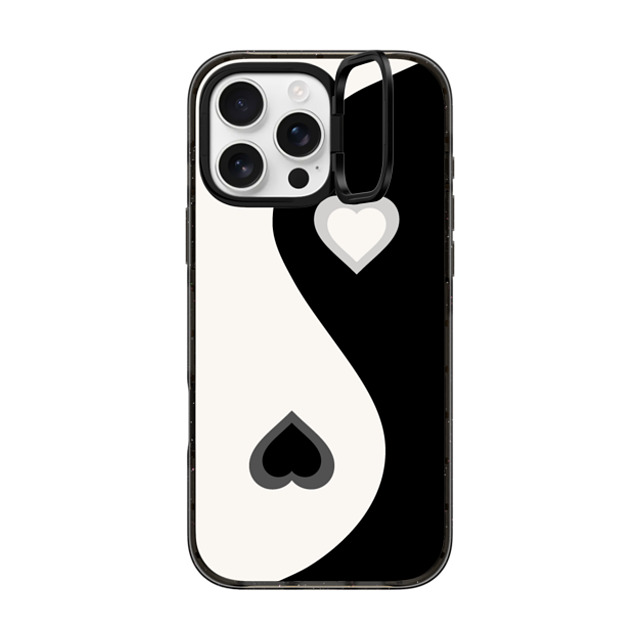 CASETiFY iPhone 16 Pro Max ケース ブラック インパクトリングスタンドケース MagSafe対応 Heart Yin Yang - Black casetify_artist