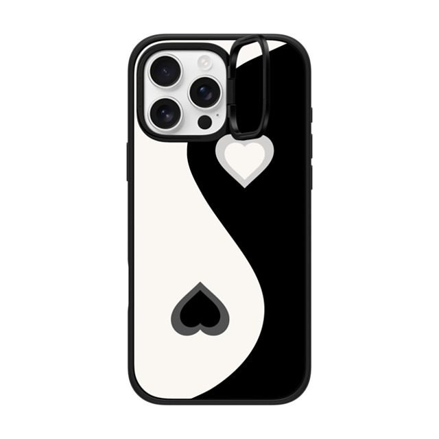 CASETiFY iPhone 16 Pro Max ケース マットブラック インパクトリングスタンドケース MagSafe対応 Heart Yin Yang - Black casetify_artist