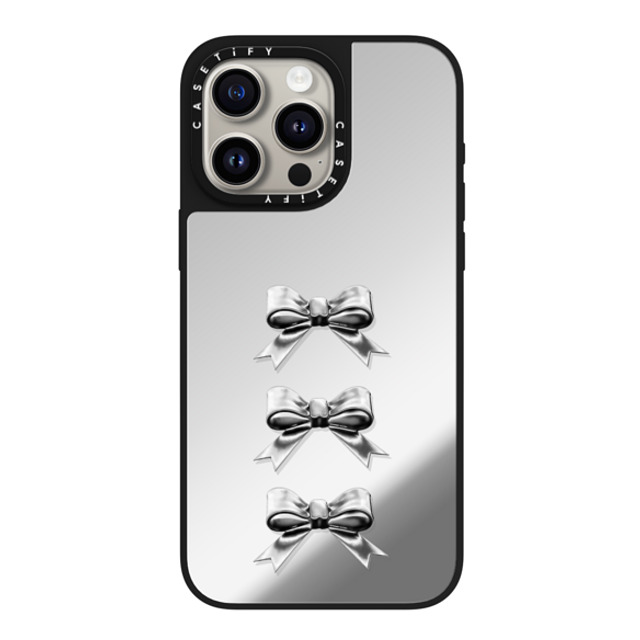 CASETiFY iPhone 15 Pro Max ケース Silver on Black ミラーケース MagSafe対応 Butterfly,Sport Chrome Bows