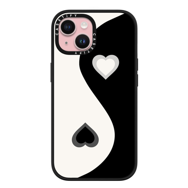 CASETiFY iPhone 15 ケース マットブラック インパクトケース MagSafe対応 Heart Yin Yang - Black casetify_artist