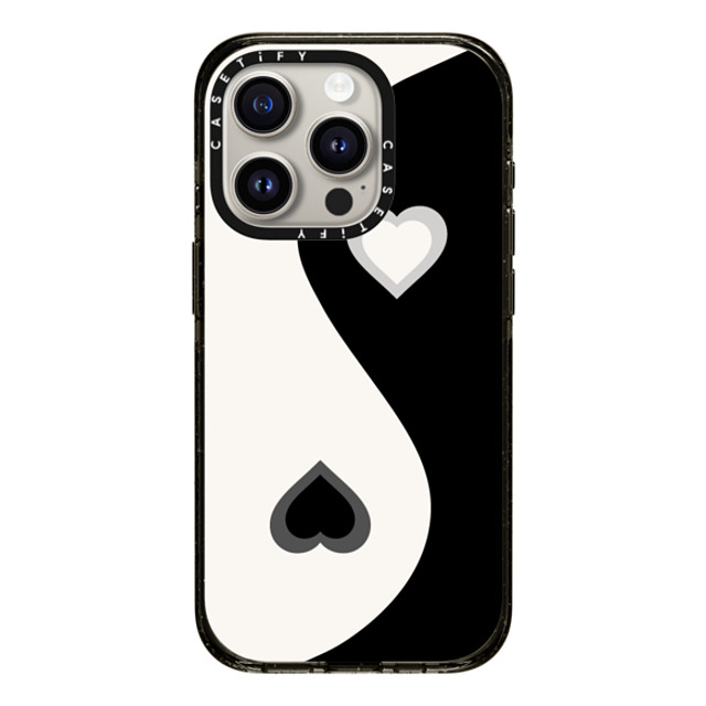 CASETiFY iPhone 15 Pro ケース ブラック インパクトケース Heart Yin Yang - Black casetify_artist