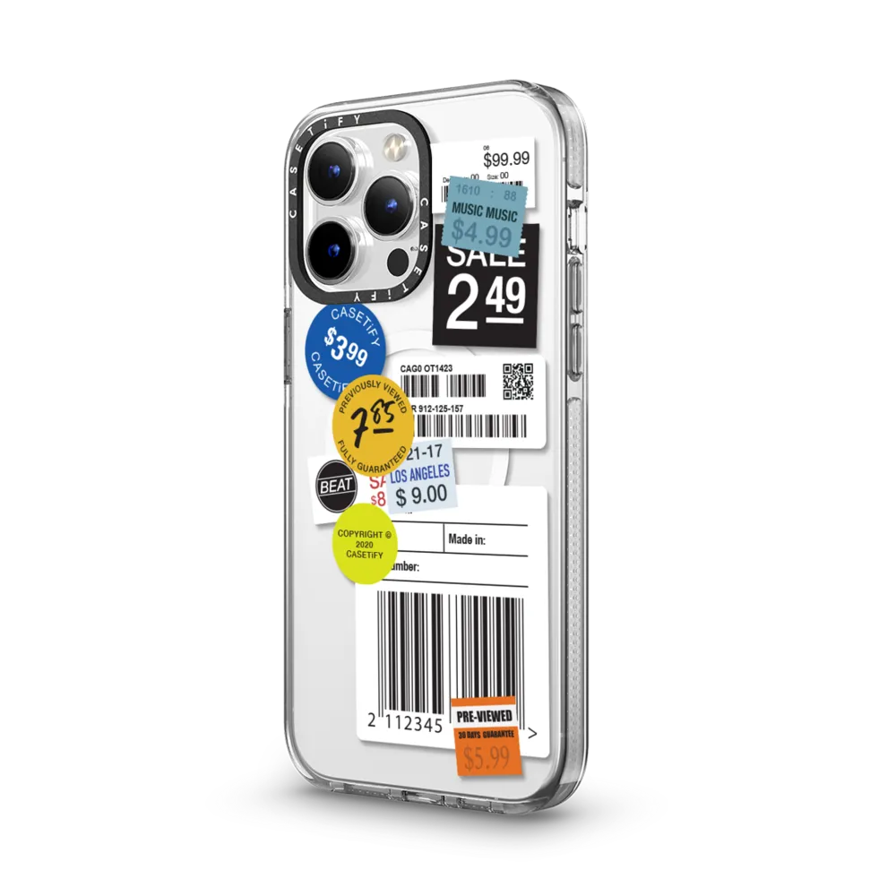 Clear iPhone 12 Pro Max Case MagSafe Compatible - Label Sticker Design