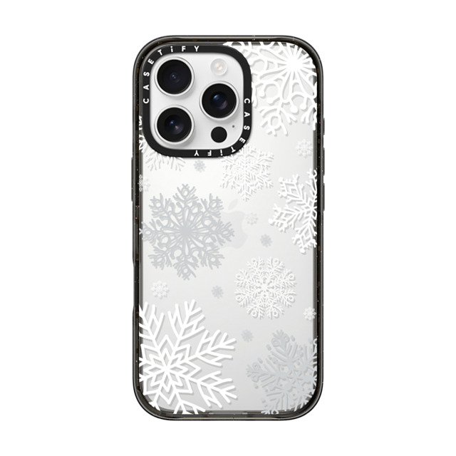 CASETiFY iPhone 16 Pro Case Black Impact Case Christmas クリスマス Snow flakes Mother's Day CASETiFY iPhone 16 Pro Case Black Impact Case Christmas クリスマス Snow flakes Mother's Day