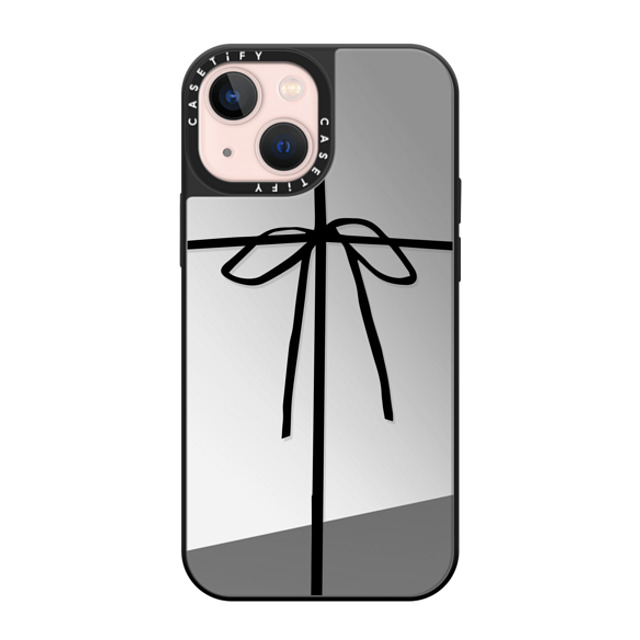 CASETiFY iPhone 13 Mini Case Silver on Black ミラーケース MagSafe対応 Ribbon,Christmas Ribbon,Christmas WRAPPED IN A BOW Mother's Day CASETiFY iPhone 13 Mini Case Silver on Black ミラーケース MagSafe対応 Ribbon,Christmas Ribbon,Christmas WRAPPED IN A BOW Mother's Day