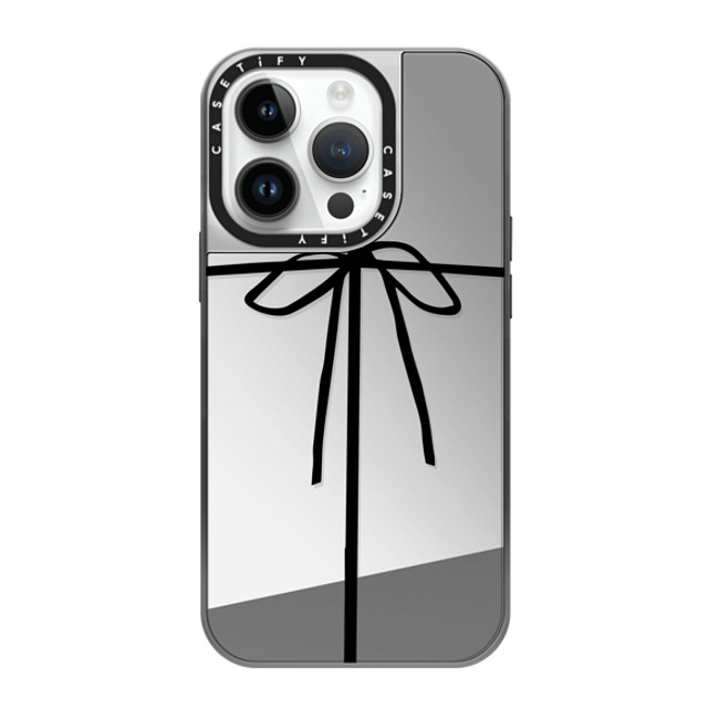 CASETiFY iPhone 14 Pro ケース シルバー (シルバーバンパー) ミラーケース MagSafe対応 クリスマス WRAPPED IN A BOW